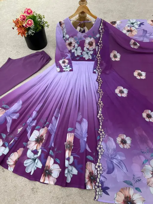 Rama Export 1011 Faux Georgette Wholesale Fancy Gown Bottom and Dupatta Collection - Image 4