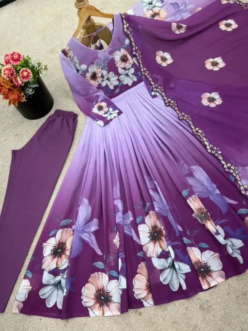 Rama Export 1011 Faux Georgette Wholesale Fancy Gown Bottom and Dupatta Collection - Image 6