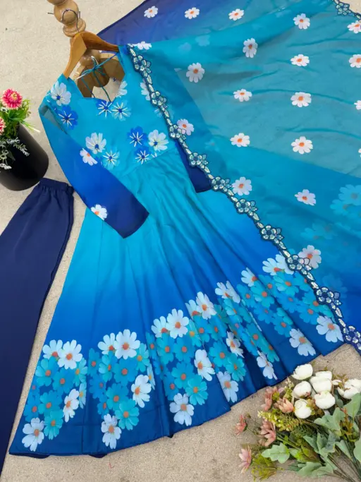Rama Export 1012 Tabby Organza Wholesale Long Gown Bottom and Dupatta Collection - Image 7