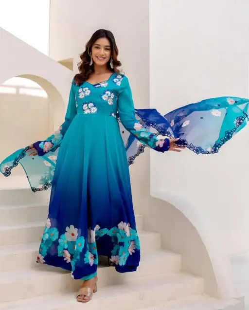 Rama Export 1012 Tabby Organza Wholesale Long Gown Bottom and Dupatta Collection - Image 2