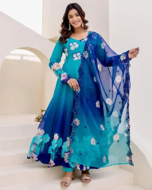 Rama Export 1012 Tabby Organza Wholesale Long Gown Bottom and Dupatta Collection