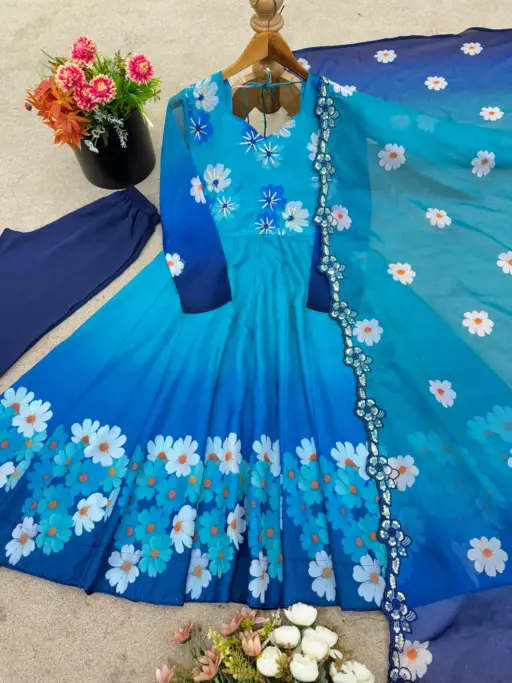 Rama Export 1012 Tabby Organza Wholesale Long Gown Bottom and Dupatta Collection - Image 4
