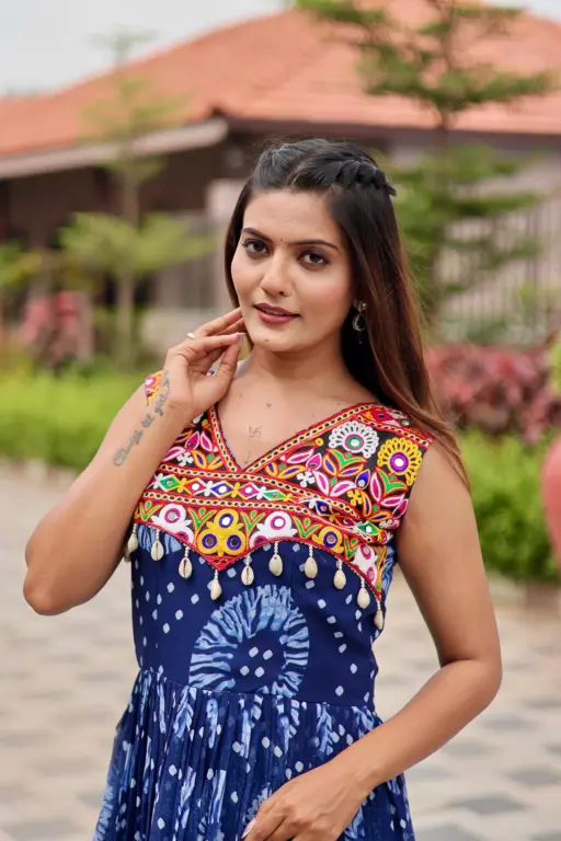 Rama Export 116 Foux Georgette Wholesale Navratri Special Gamathi Work Gown Collection - Image 3