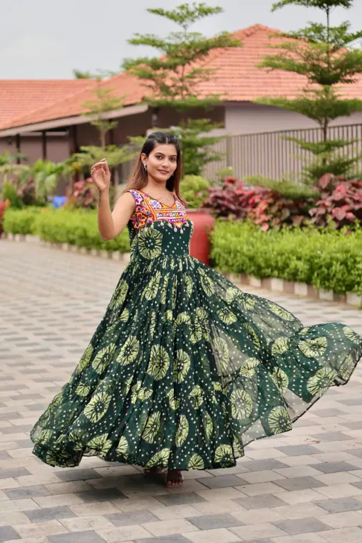 Rama Export 116 Foux Georgette Wholesale Navratri Special Gamathi Work Gown Collection - Image 4