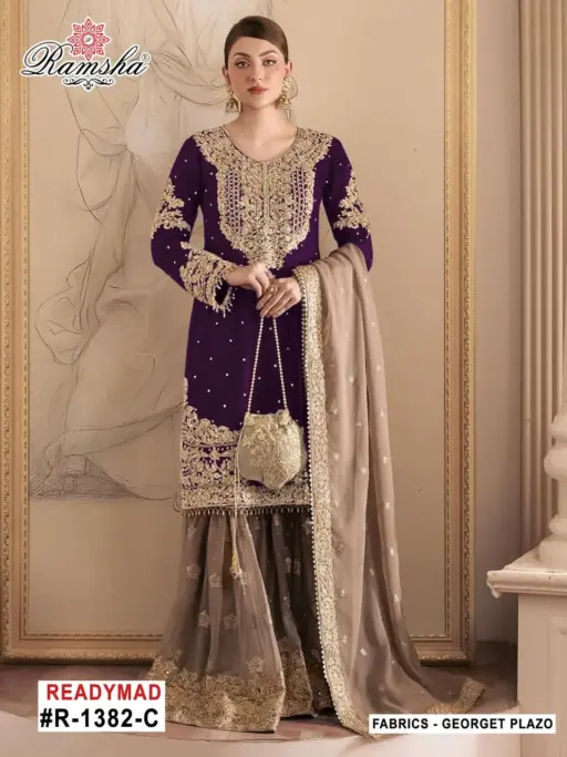 Ramsha 1382 Georgette Wholesale Pakistani Readymade Suit Collection - Image 4
