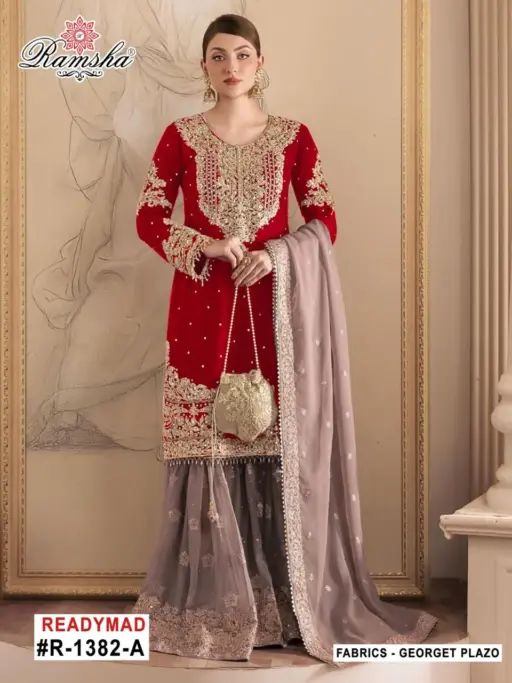 Ramsha 1382 Georgette Wholesale Pakistani Readymade Suit Collection - Image 3