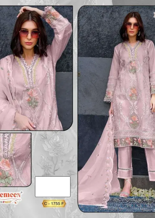Fepic C 1755 Organza Embroidery Wholesale Designer Pakistani Suit Collection