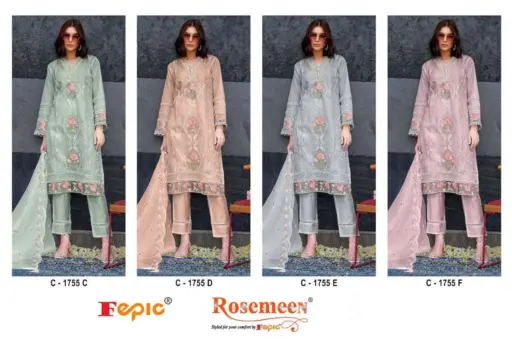 Fepic C 1755 Organza Embroidery Wholesale Designer Pakistani Suit Collection - Image 10