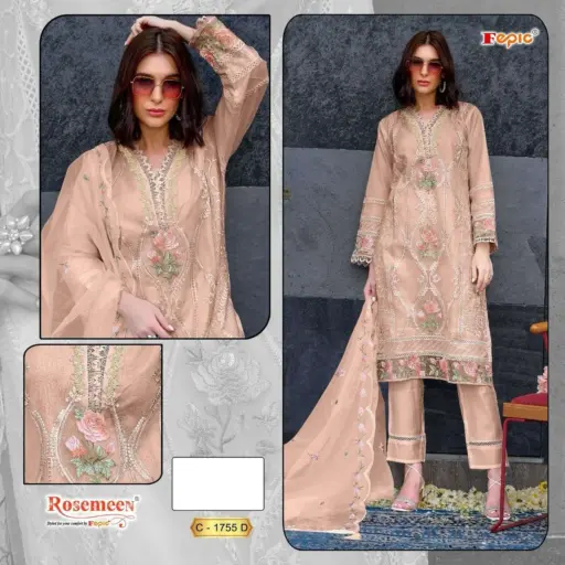 Fepic C 1755 Organza Embroidery Wholesale Designer Pakistani Suit Collection - Image 2