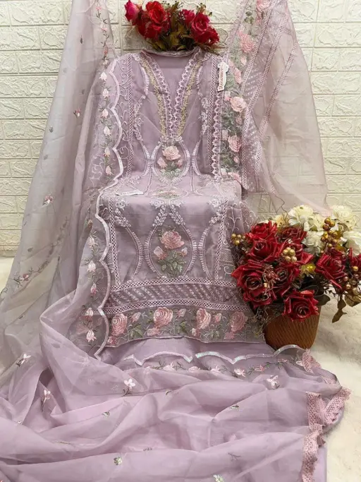 Fepic C 1755 Organza Embroidery Wholesale Designer Pakistani Suit Collection - Image 7