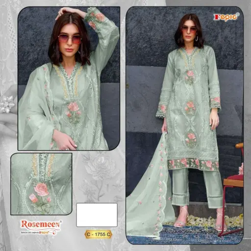 Fepic C 1755 Organza Embroidery Wholesale Designer Pakistani Suit Collection - Image 8