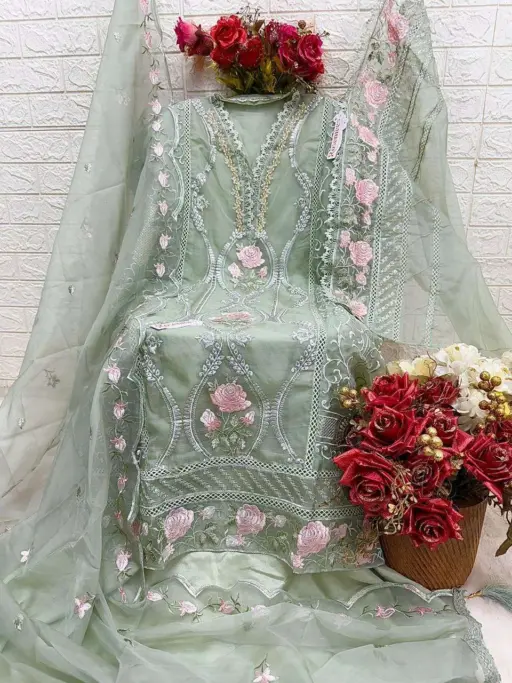 Fepic C 1755 Organza Embroidery Wholesale Designer Pakistani Suit Collection - Image 9