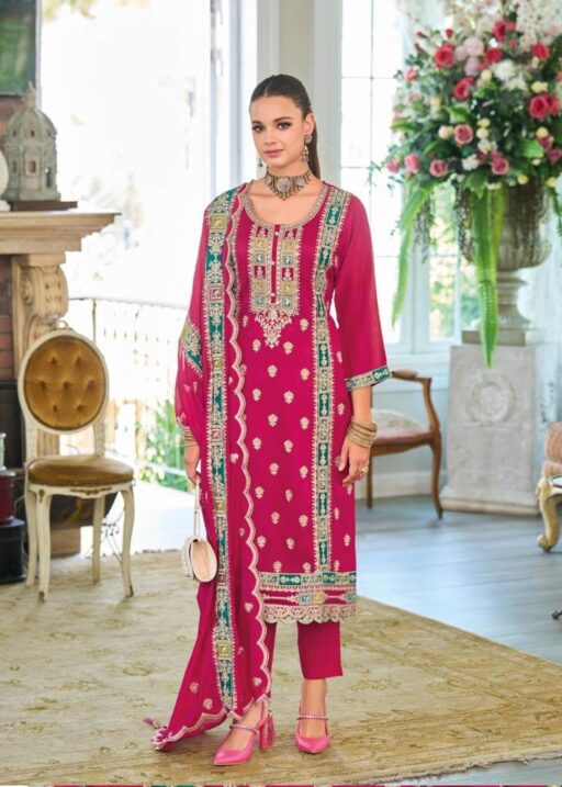 Eba Noura Chinon with Embroidery Work Wholesale Readymade Suits Collection