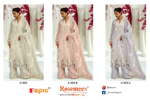 Fepic 1972 Organza Embroidery Wholesale Pakistani Designer Suit Collection - Image 4