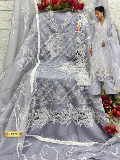 Fepic 1972 Organza Embroidery Wholesale Pakistani Designer Suit Collection - Image 5