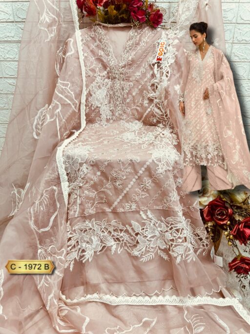 Fepic 1972 Organza Embroidery Wholesale Pakistani Designer Suit Collection - Image 6