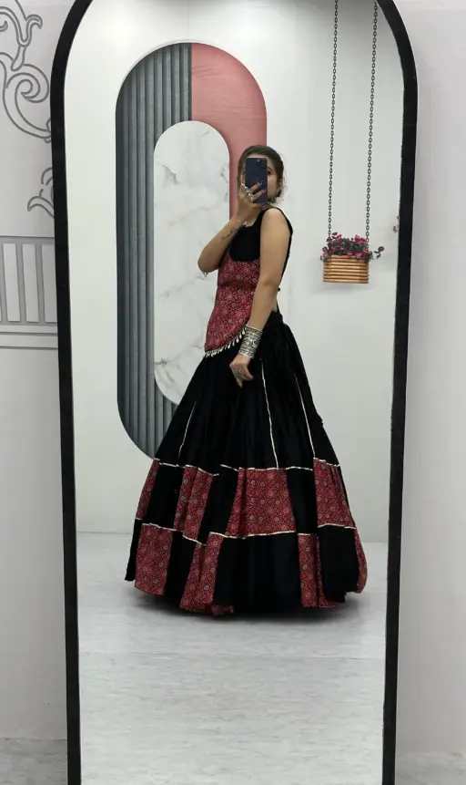 Rama Export RE - 257 Pure Cotton Ajarakh Print Wholesale Navratri Special Lehenga Choli Collection - Image 3