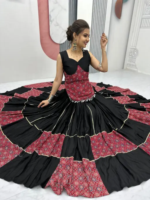 Rama Export RE - 257 Pure Cotton Ajarakh Print Wholesale Navratri Special Lehenga Choli Collection - Image 5