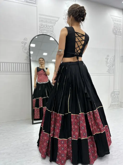 Rama Export RE - 257 Pure Cotton Ajarakh Print Wholesale Navratri Special Lehenga Choli Collection - Image 6