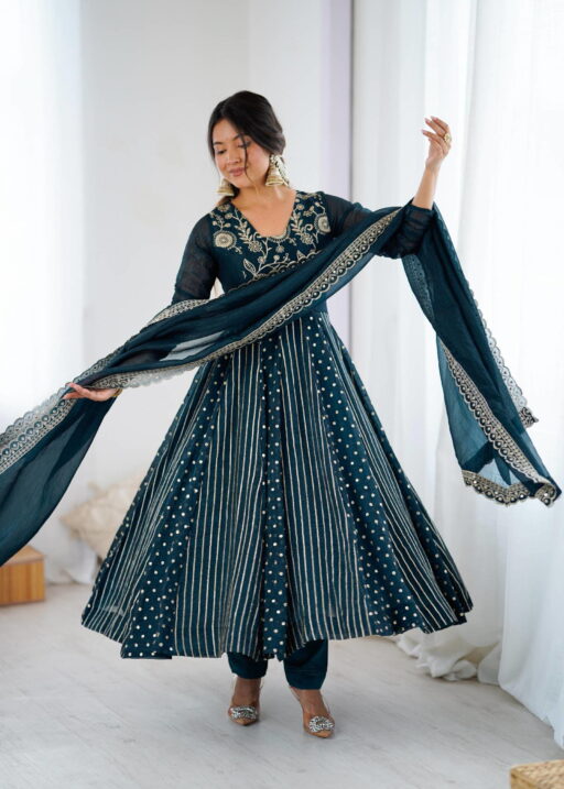 Rama Export 5293 Crunchy Silk Wholesale Anarkali Gown Collection