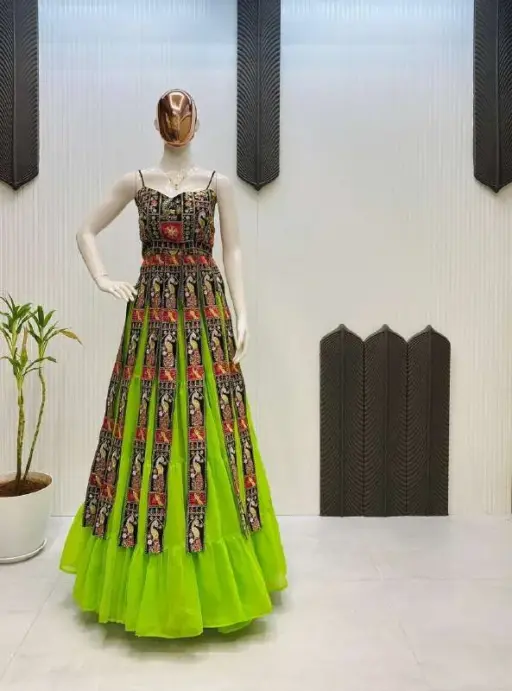 RE 651 Banglori Silk Mirror Work Wholesale Designer Navratri Lehenga Choli Collection - Image 3