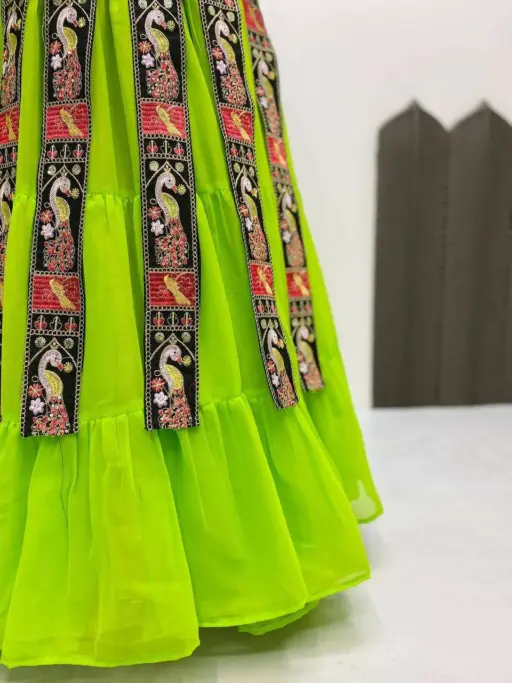 RE 651 Banglori Silk Mirror Work Wholesale Designer Navratri Lehenga Choli Collection - Image 5
