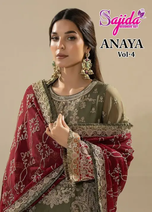 Sajida Anaya Vol 4 Georgette Heavy Embroidered Wholesale Pakistani Salwar Kameez Collection