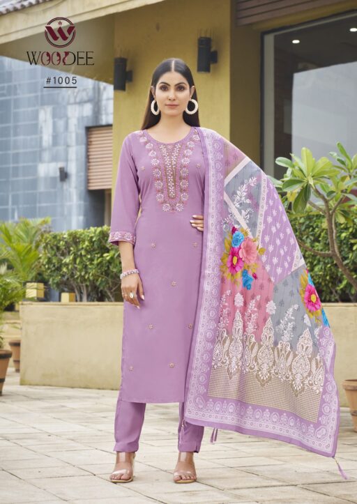 Woodee Apsara Rayon Printed Wholesale Kurti Sets Collection - Image 6