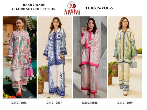 Aasha Turkis Vol 5 Modal Sattin Printed Wholesale Co Ord Set Collection - Image 5