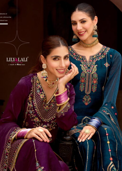 Lily And Lali Andorra Fancy Silk Embroidery Work Wholesale Kurti Pant and Dupatta Collection