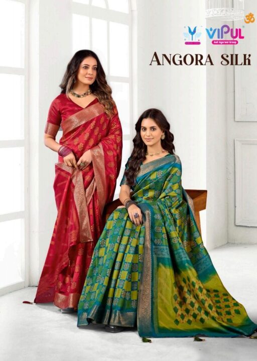 Vipul Angora silk 913I Silk Printed Wholesale Wedding Wear Saree Collection