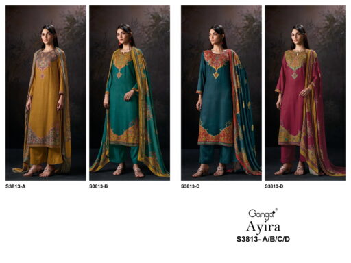 Ganga Ayira 3813 Wool Pashmina Jacquard Printed Wholesale Winter Wear Collection - Image 7