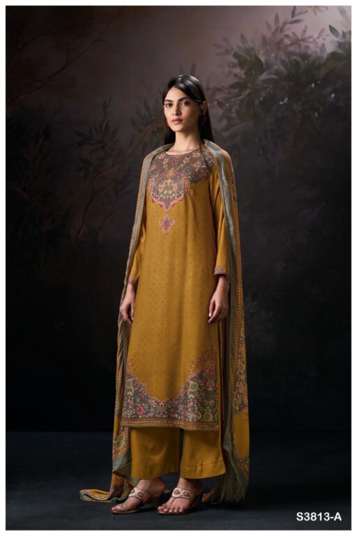 Ganga Ayira 3813 Wool Pashmina Jacquard Printed Wholesale Winter Wear Collection - Image 2