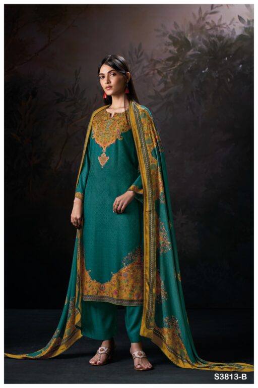 Ganga Ayira 3813 Wool Pashmina Jacquard Printed Wholesale Winter Wear Collection - Image 3