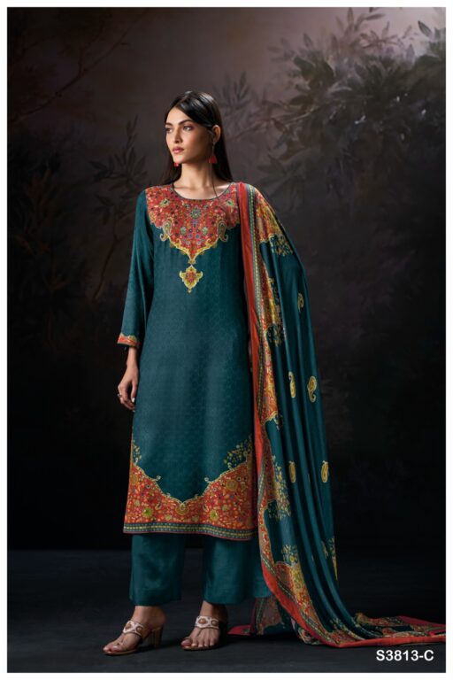 Ganga Ayira 3813 Wool Pashmina Jacquard Printed Wholesale Winter Wear Collection - Image 4