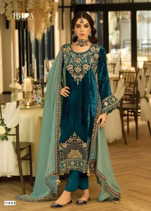 Ibiza Aylin Viscose Velvet Embroidery Wholesale Winter Wear Suit Collection