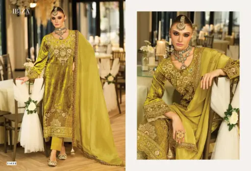 Ibiza Aylin Viscose Velvet Embroidery Wholesale Winter Wear Suit Collection - Image 5