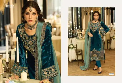 Ibiza Aylin Viscose Velvet Embroidery Wholesale Winter Wear Suit Collection - Image 7