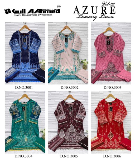 Gull Aahmed Azure Vol 3 Pure Lawn Cotton Wholesale Pakistani Readymade Collection - Image 14