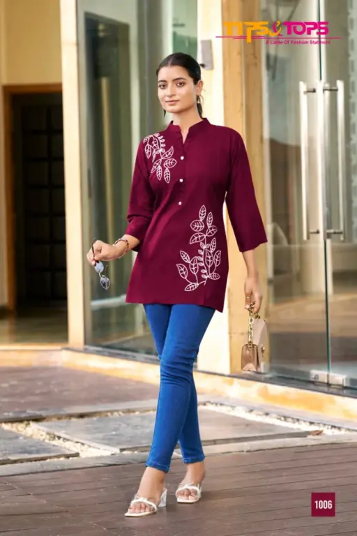 Tips And Top Blossom Rayon Embroidered Wholesale Short Tops Collection - Image 3