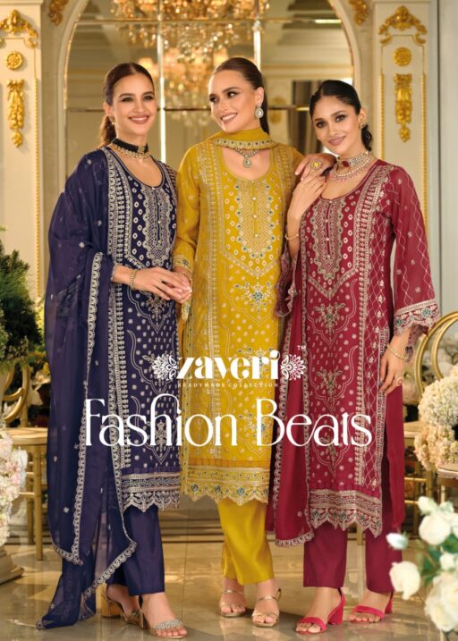 Zaveri Fashion Beats Organza Embroidery Wholesale Designer Readymade Suit Collection