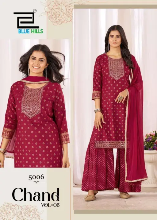 Blue Hills Chand Vol 5 Rayon Foil Print Wholesale Readymade Salwar Suit Collection - Image 2