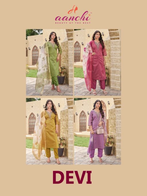 Aanchi Devi Shimmer Jacquard Wholesale Readymade Salwar Suit Collection - Image 8