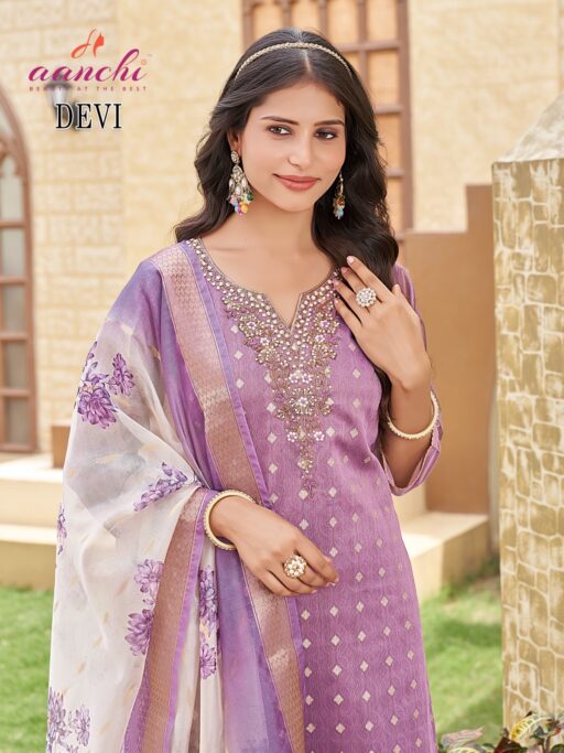 Aanchi Devi Shimmer Jacquard Wholesale Readymade Salwar Suit Collection - Image 7