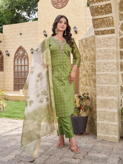 Aanchi Devi Shimmer Jacquard Wholesale Readymade Salwar Suit Collection - Image 2