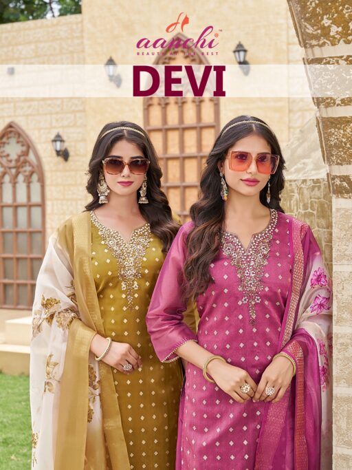 Aanchi Devi Shimmer Jacquard Wholesale Readymade Salwar Suit Collection