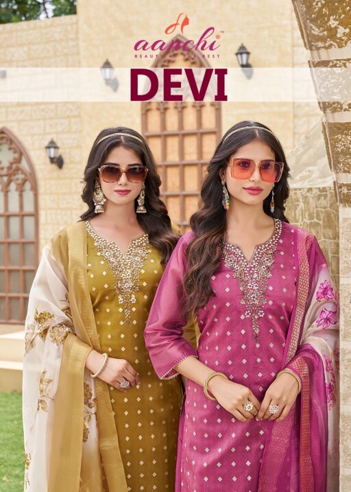 Aanchi Devi Shimmer Jacquard Wholesale Readymade Salwar Suit Collection