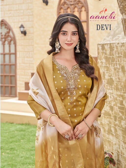 Aanchi Devi Shimmer Jacquard Wholesale Readymade Salwar Suit Collection - Image 4