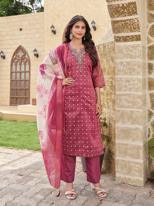 Aanchi Devi Shimmer Jacquard Wholesale Readymade Salwar Suit Collection - Image 5