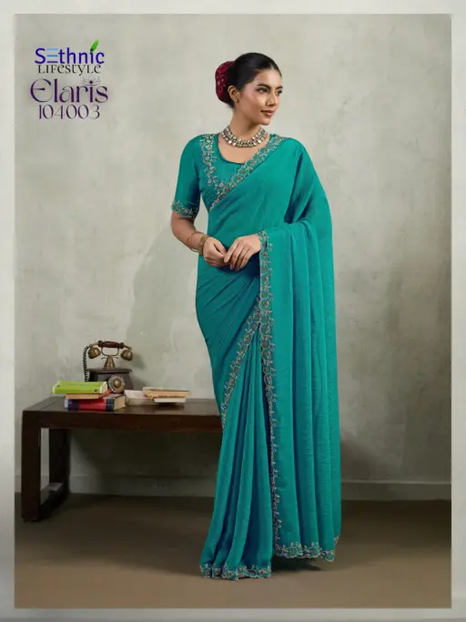 Sethnic Elaris Velvet Chiffon Wholesale Designer Party Wear Saree Collection - Image 4
